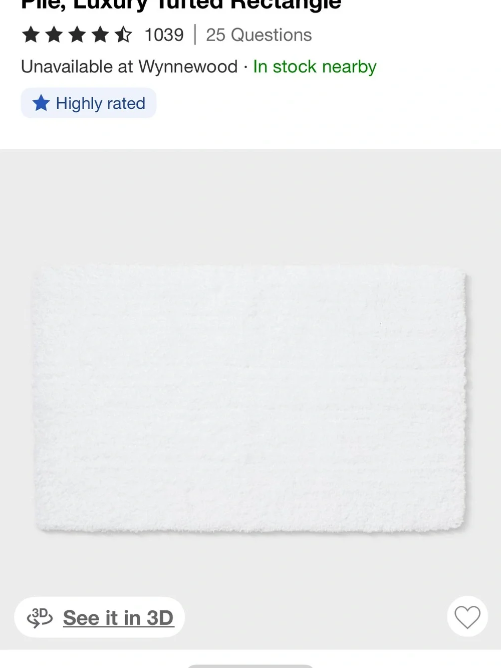 Spa Plush Non Skid White Bath Rug - Brand New